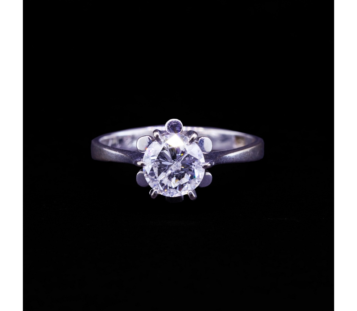 Pierścionek z brylantem 1,33 ct, Vintage, Białe Złoto 585 - 1