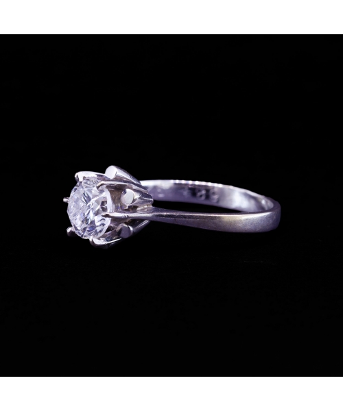 Pierścionek z brylantem 1,33 ct, Vintage, Białe Złoto 585 - 2