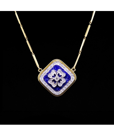 Naszyjnik UnoAErre z diamentami i lapisem lazuli, Włochy, Złoto 750 - 1