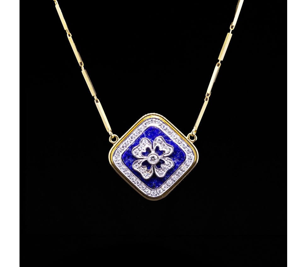 Naszyjnik UnoAErre z diamentami i lapisem lazuli, Włochy, Złoto 750 - 1