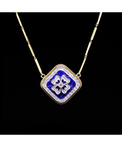 Naszyjnik UnoAErre z diamentami i lapisem lazuli, Włochy, Złoto 750 - 1