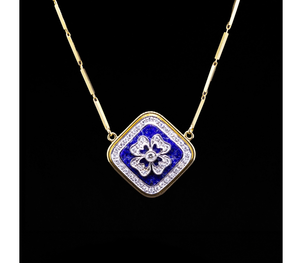 Naszyjnik UnoAErre z diamentami i lapisem lazuli, Włochy, Złoto 750 - 1
