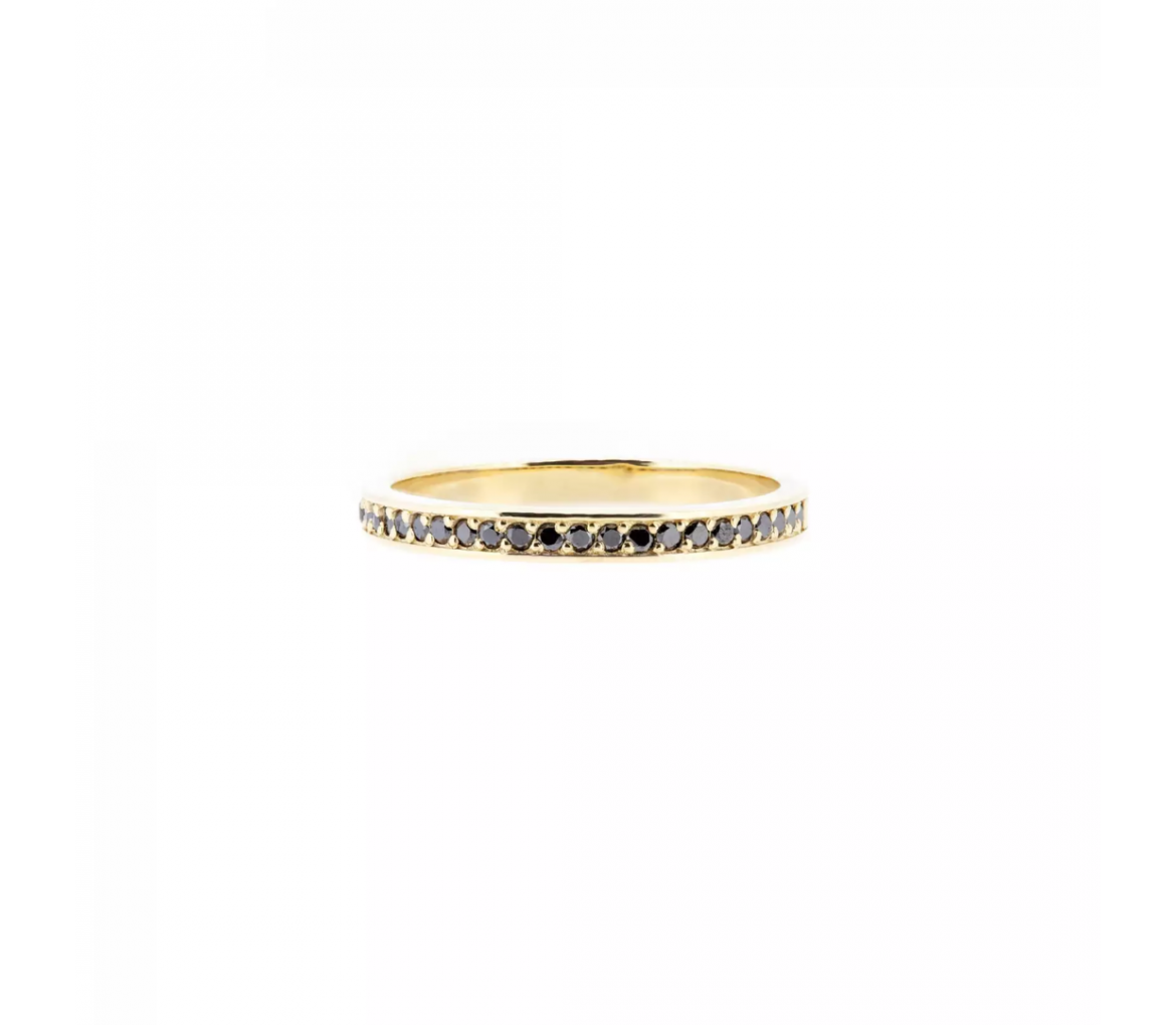 14K Gold Wedding Ring with Black Diamonds Eternity Collection - 1