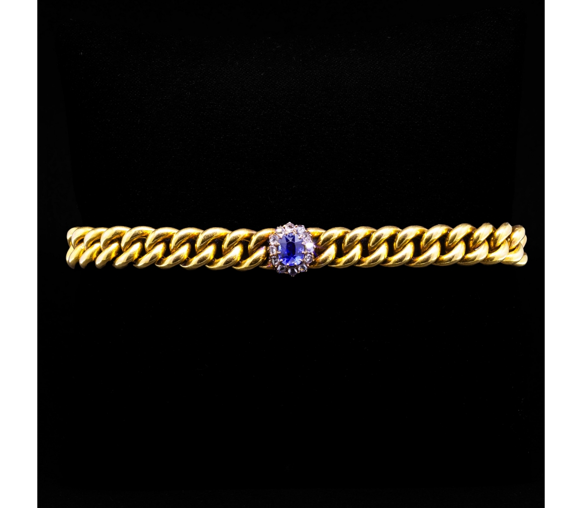 Bransoleta z szafirem i diamentami, Wiedeń 1872-1922, Złoto 585 - 1