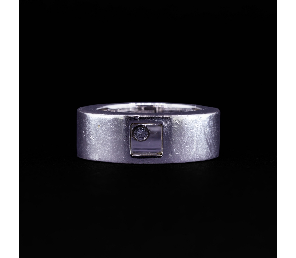 Pierścionek Chopard z brylantem, Vintage, Białe Złoto 750 - 1