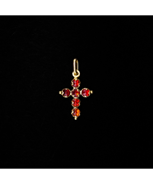Zawieszka krzyżyk z granatami, Vintage, Złoto 750 - 1