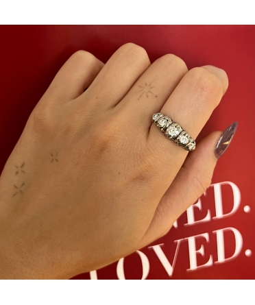 Platinum ring with diamonds, Art Deco - 4