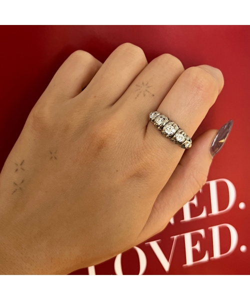 Platinum ring with diamonds, Art Deco - 4