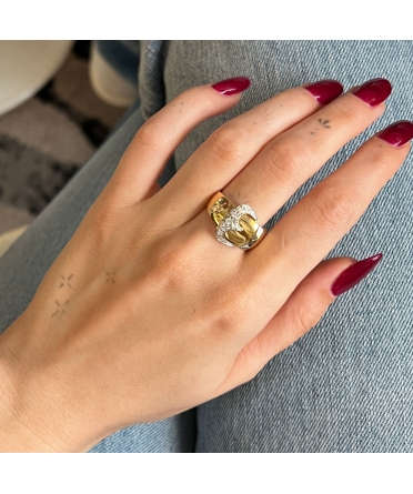 18K Gold Buckle Ring with Diamonds, Vintage - 3