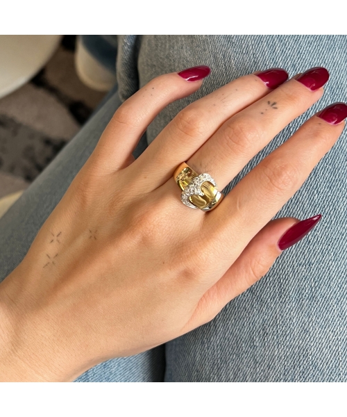 18K Gold Buckle Ring with Diamonds, Vintage - 3