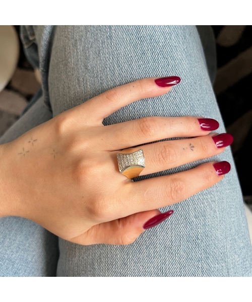 18K Gold Diamond Signet Ring, Vintage - 2
