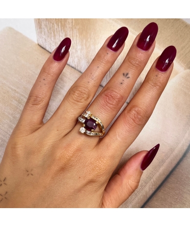 18K Gold Ruby And Diamond Ring, Italy, Alessandria, 1940s - 3