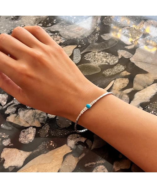 18K Gold, Vintage Diamond and Turquoise Bracelet - 2