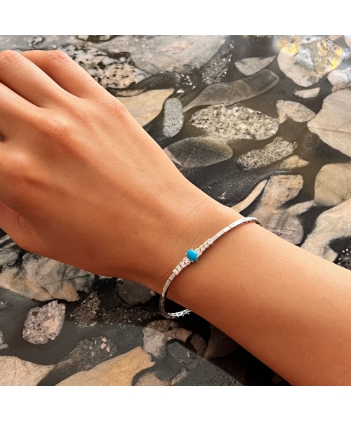 18K Gold, Vintage Diamond and Turquoise Bracelet - 3