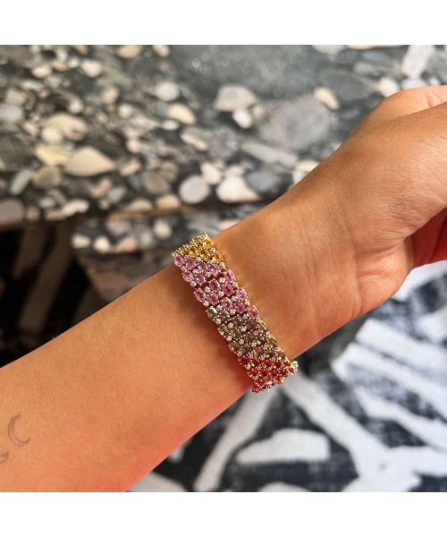 14K Gold, Vintage Bracelet with Fancy Sapphires and Diamonds - 3