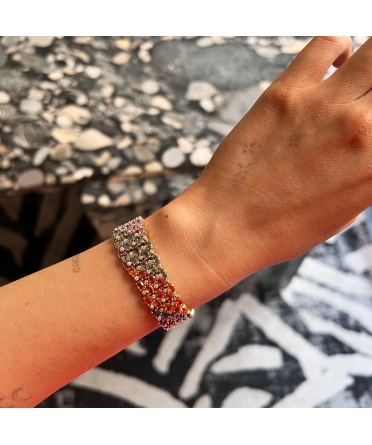 14K Gold, Vintage Bracelet with Fancy Sapphires and Diamonds - 4
