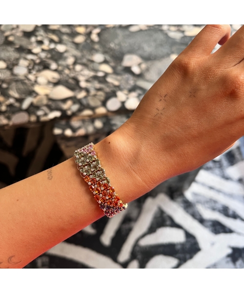 14K Gold, Vintage Bracelet with Fancy Sapphires and Diamonds - 4