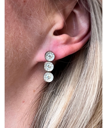 18K Gold, 1.50 ctw Diamond Earrings, Italy - 2