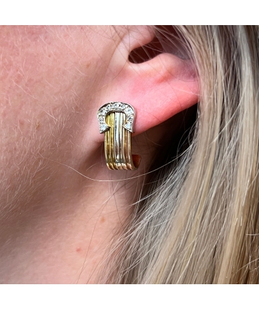 18K Gold, Diamond Vintage Earrings with Horseshoe Motif from the 1980s - 4