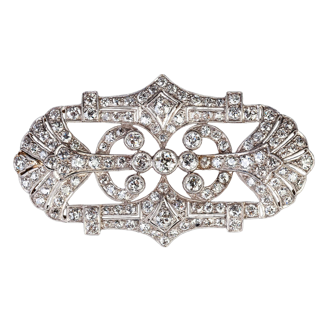 Art Deco platinum brooch with 6.30 ct diamonds