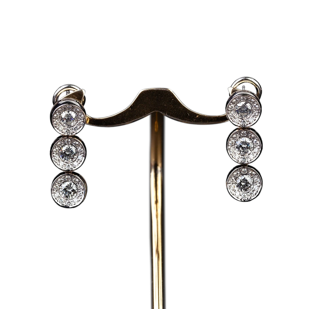 Gold earrings with diamonds 1.50 ct, Italy