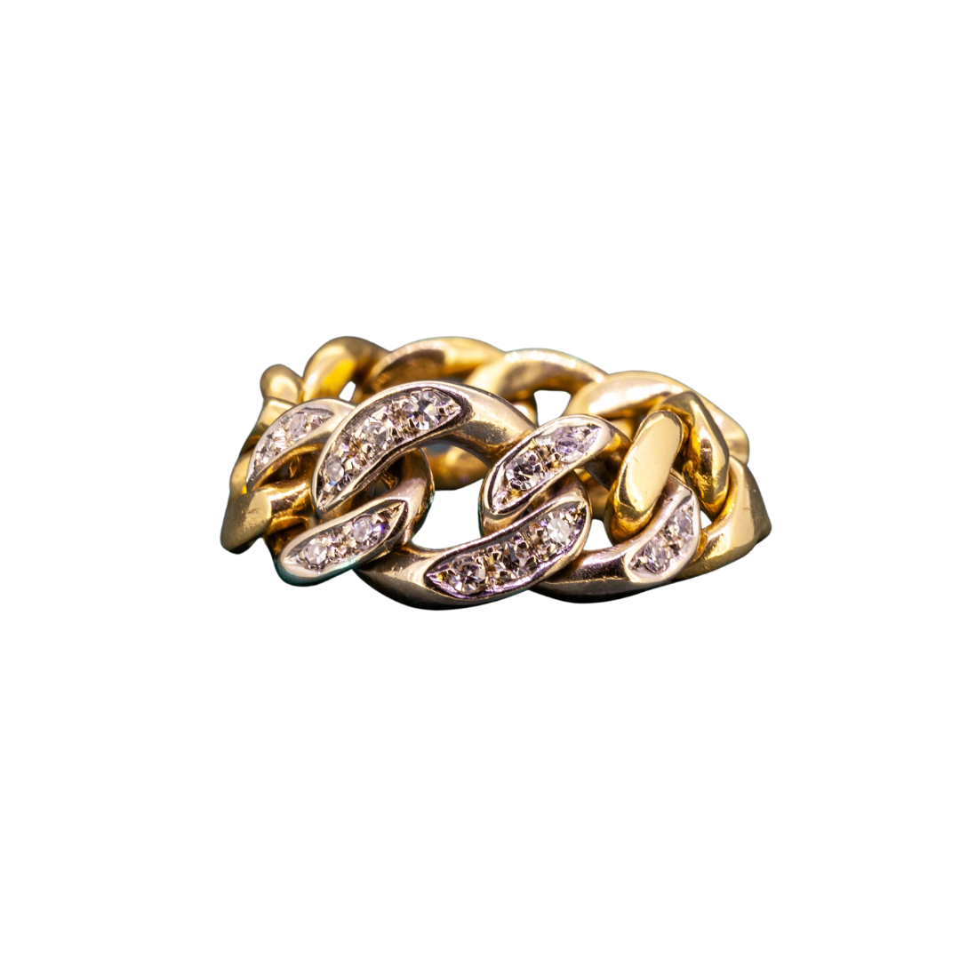 Gold curb chain ring, Mid-20th century