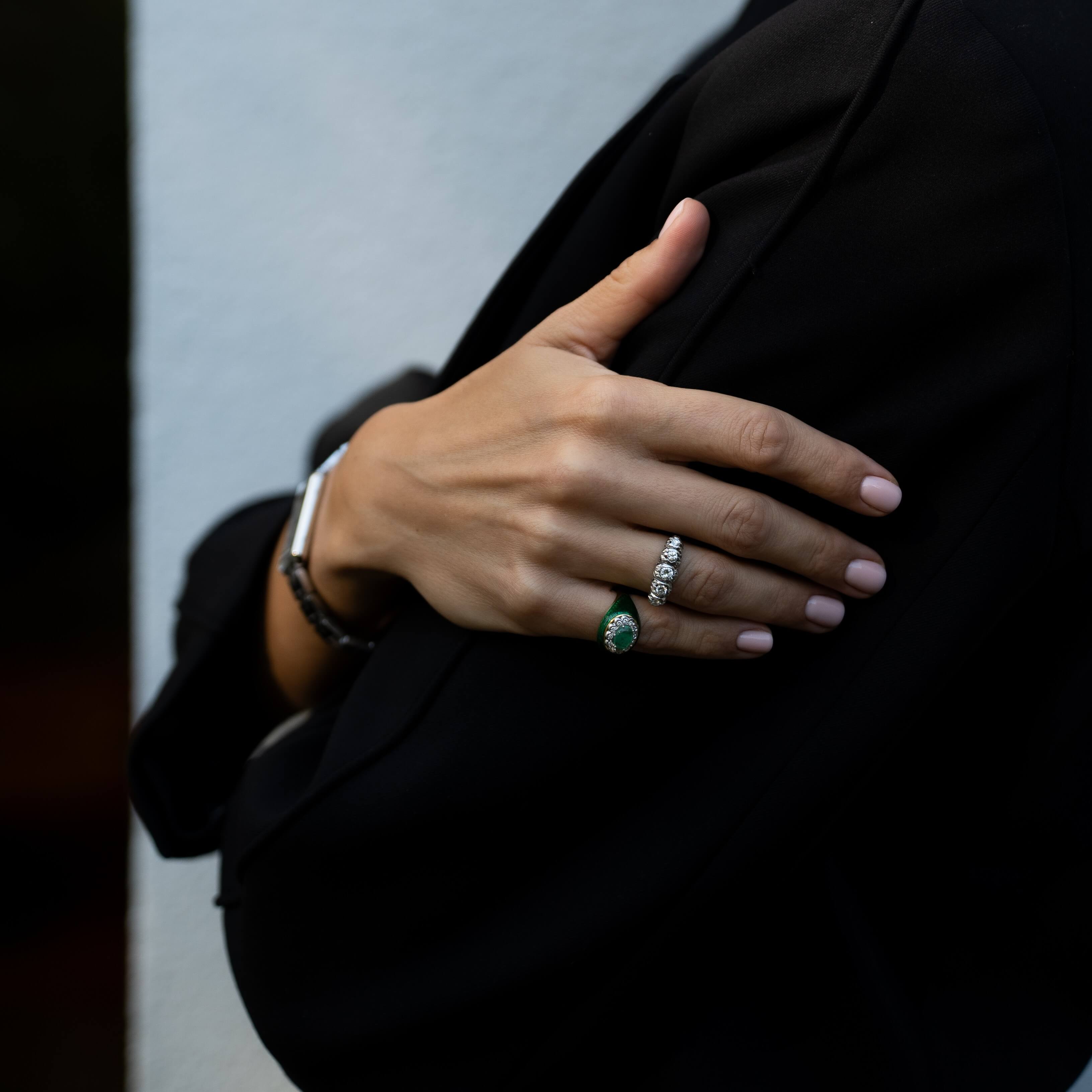 Złoty pierścionek z diamentami 1.39 ct, I poł. XX w.