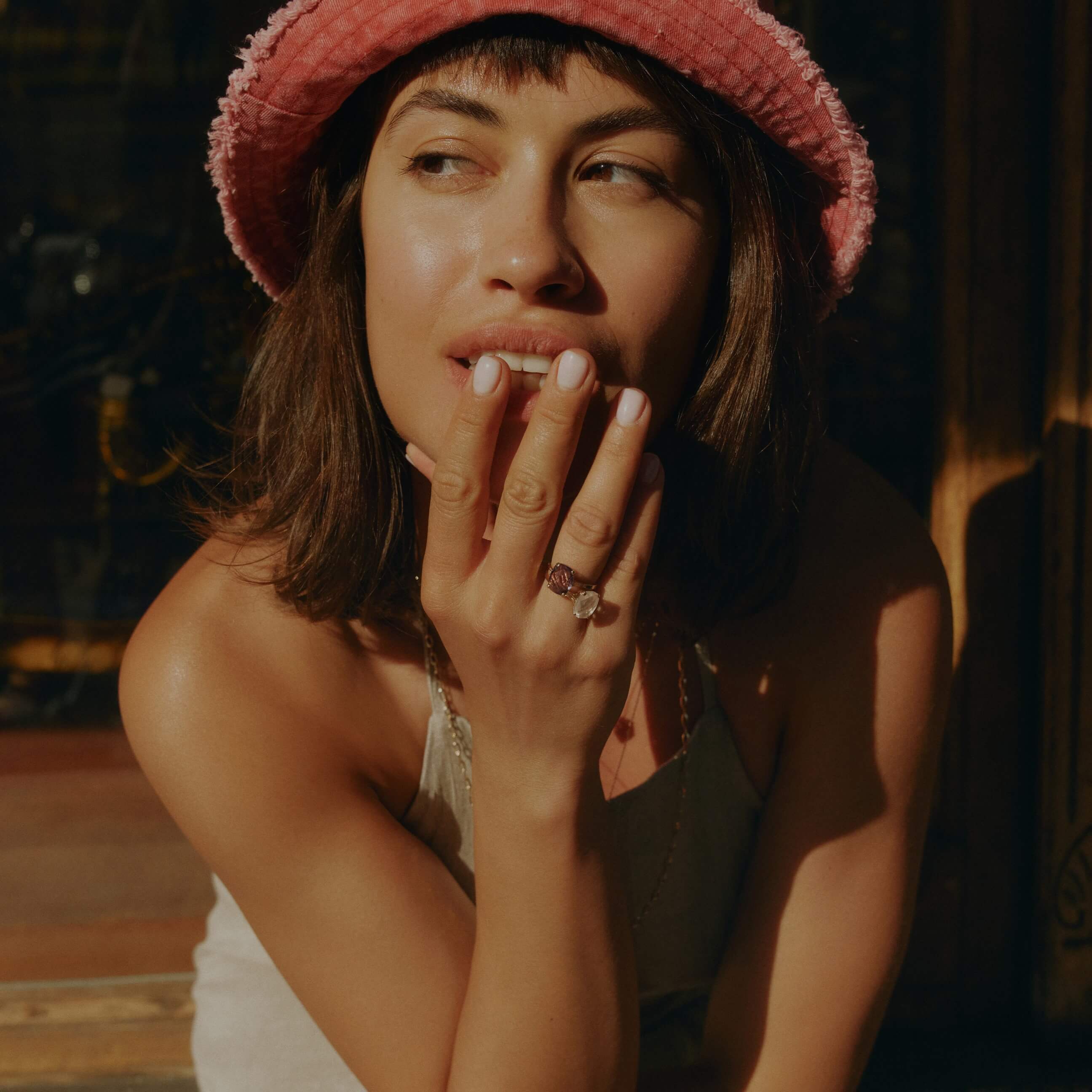 Złoty pierścionek Dolce Vita Mini z ametystem Dark