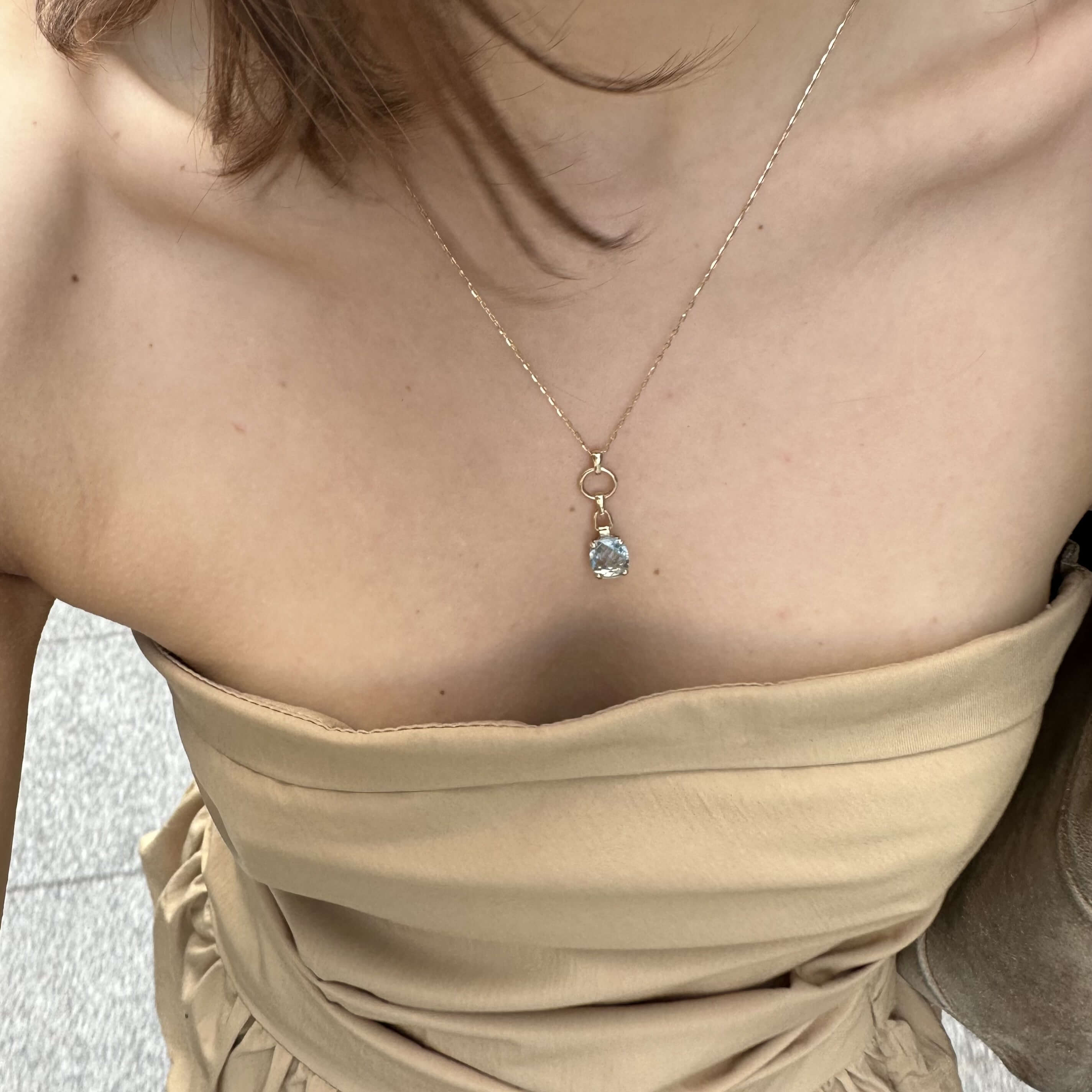 Dolce Vita Mini Gold Necklace with Sky Blue Topaz