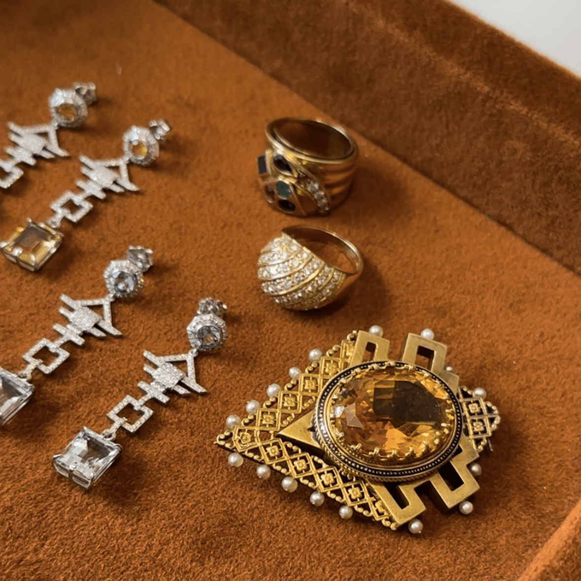Gold Bubble Ring with diamonds, Modern Vintage