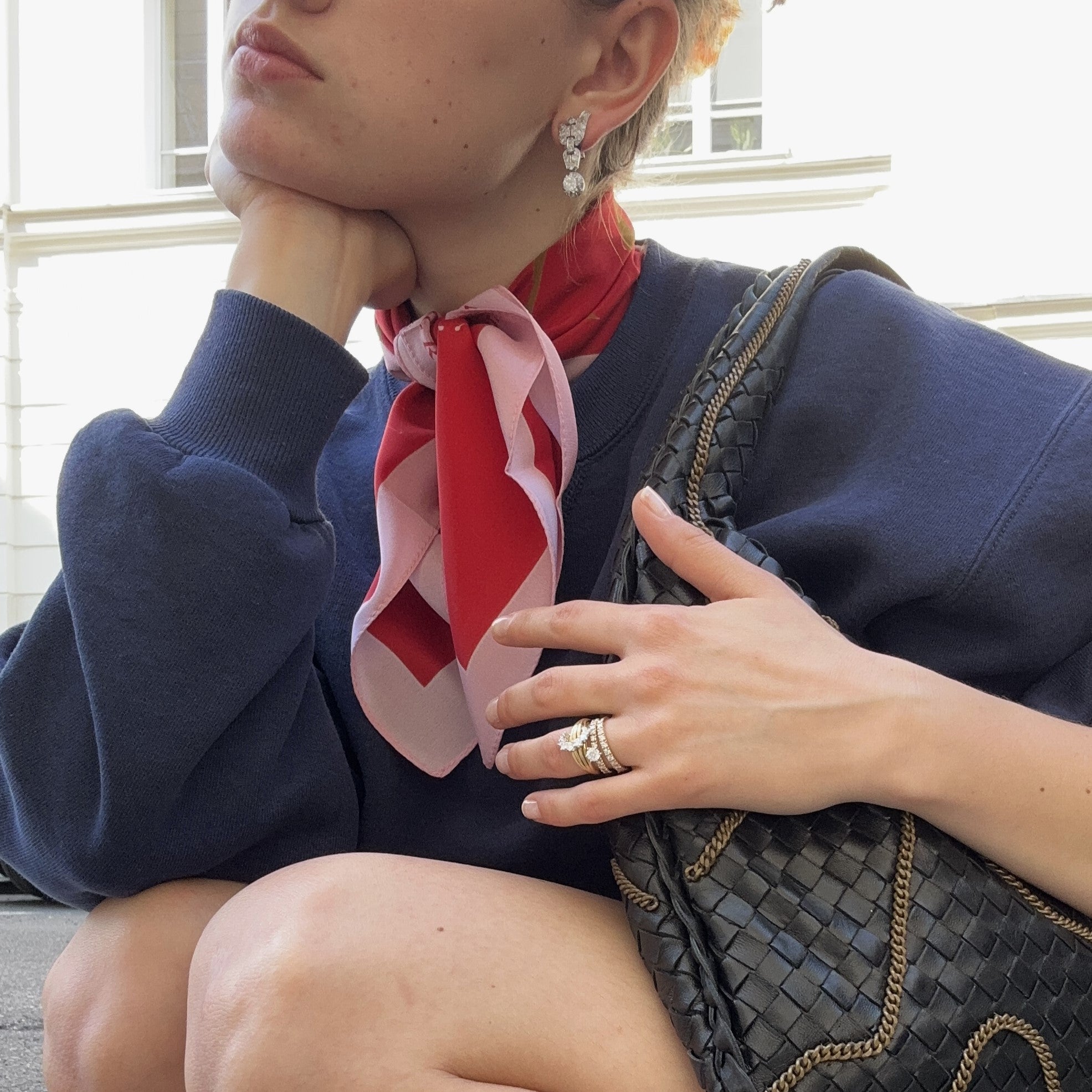 Syncret 2 Red & Pink Silk Scarf