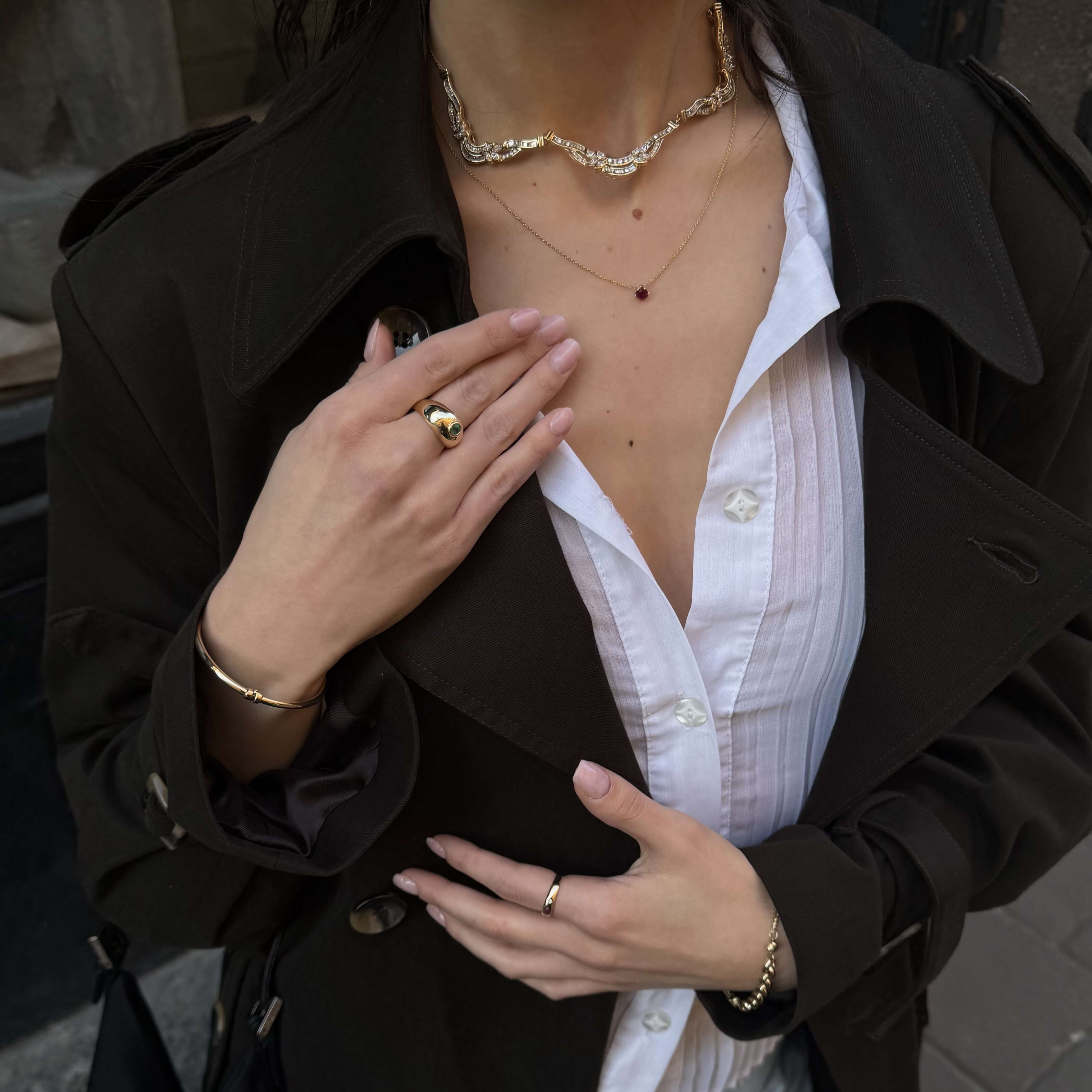 Złota kolia z diamentami 3.76 ct, Vintage