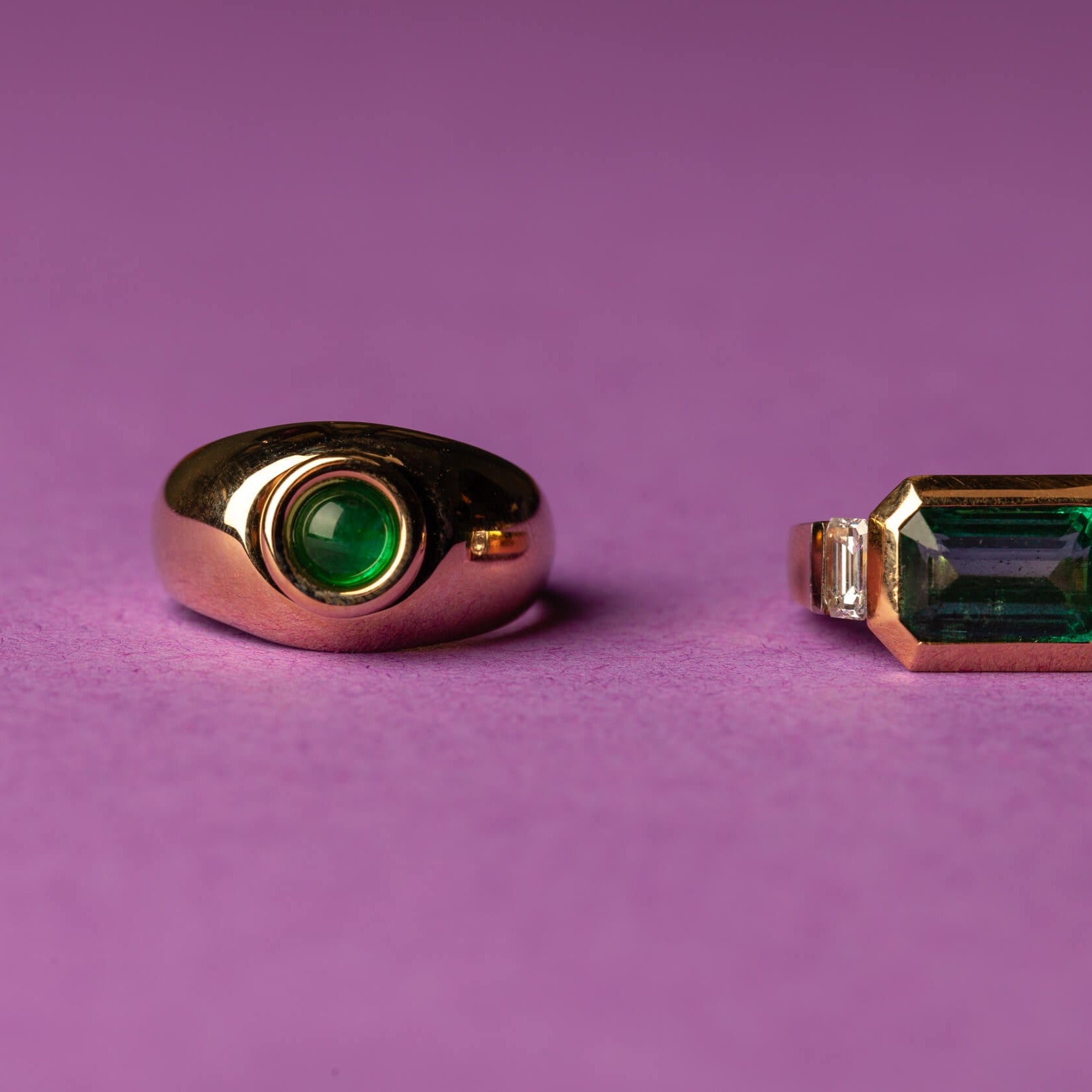 Gold Bubble Ring with emerald