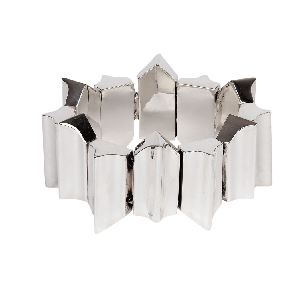 Szeroka geometryczna bransoleta SILVER