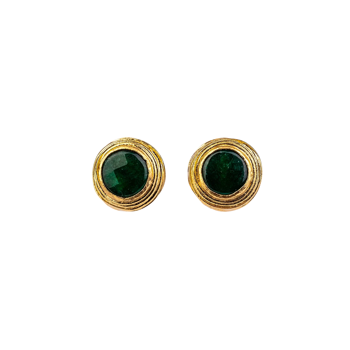 Gilded bronze earrings with green jadeite