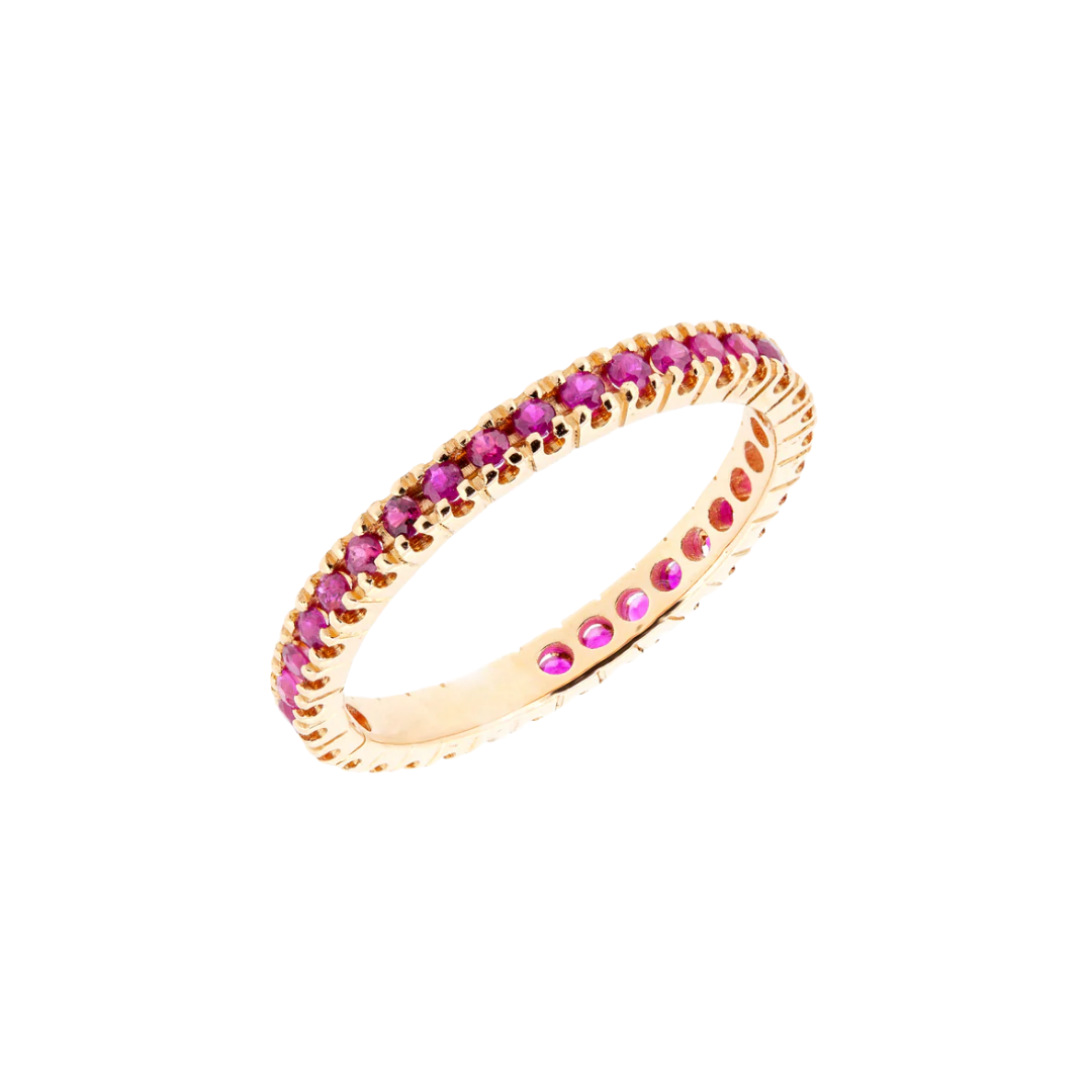 Eternity Custom Gold Wedding Band with Colored Stones