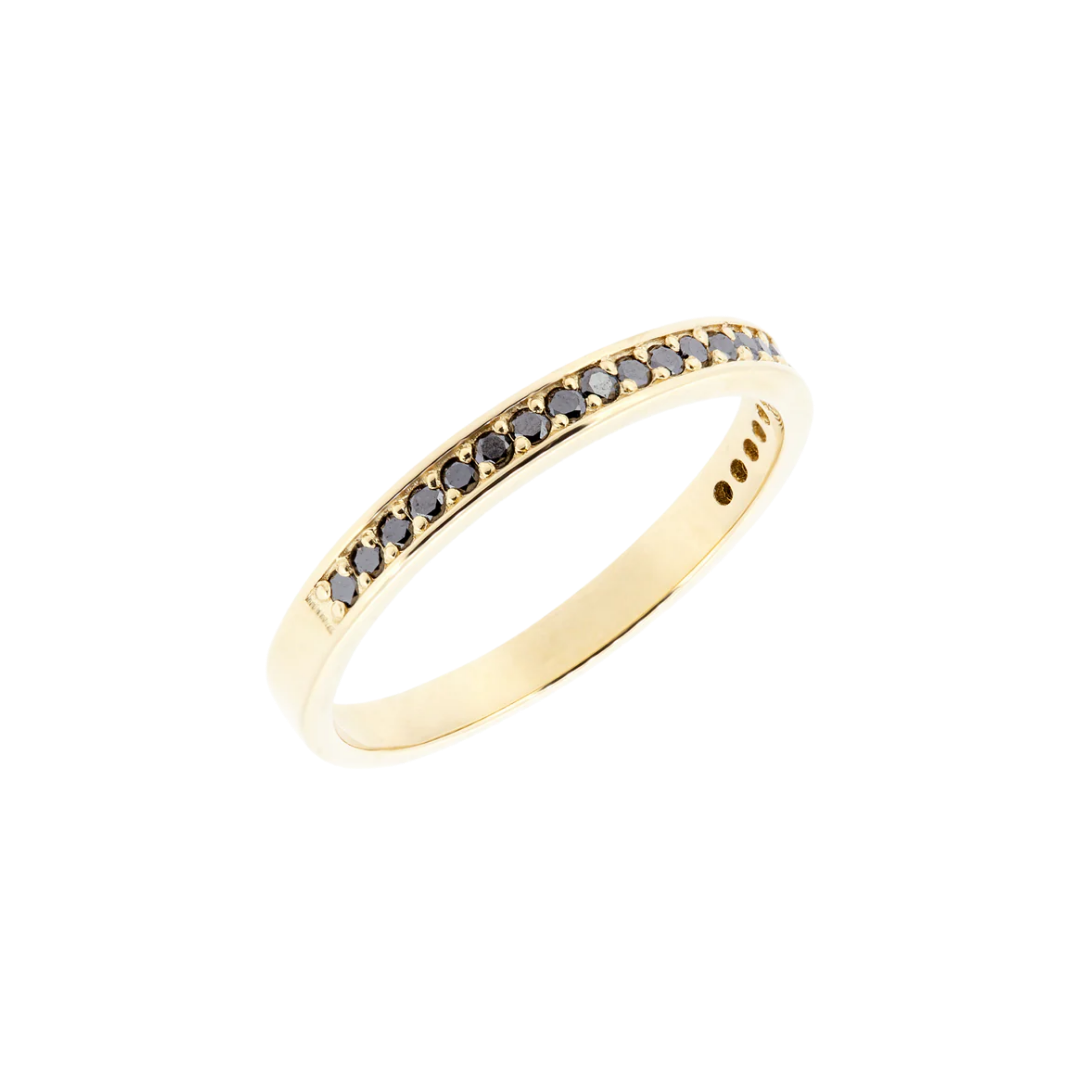 Złota obrączka Eternity z czarnymi diamentami