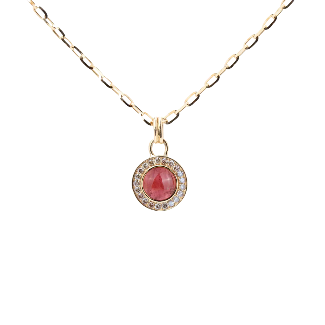Gold pendant with tourmaline / onyx and diamonds