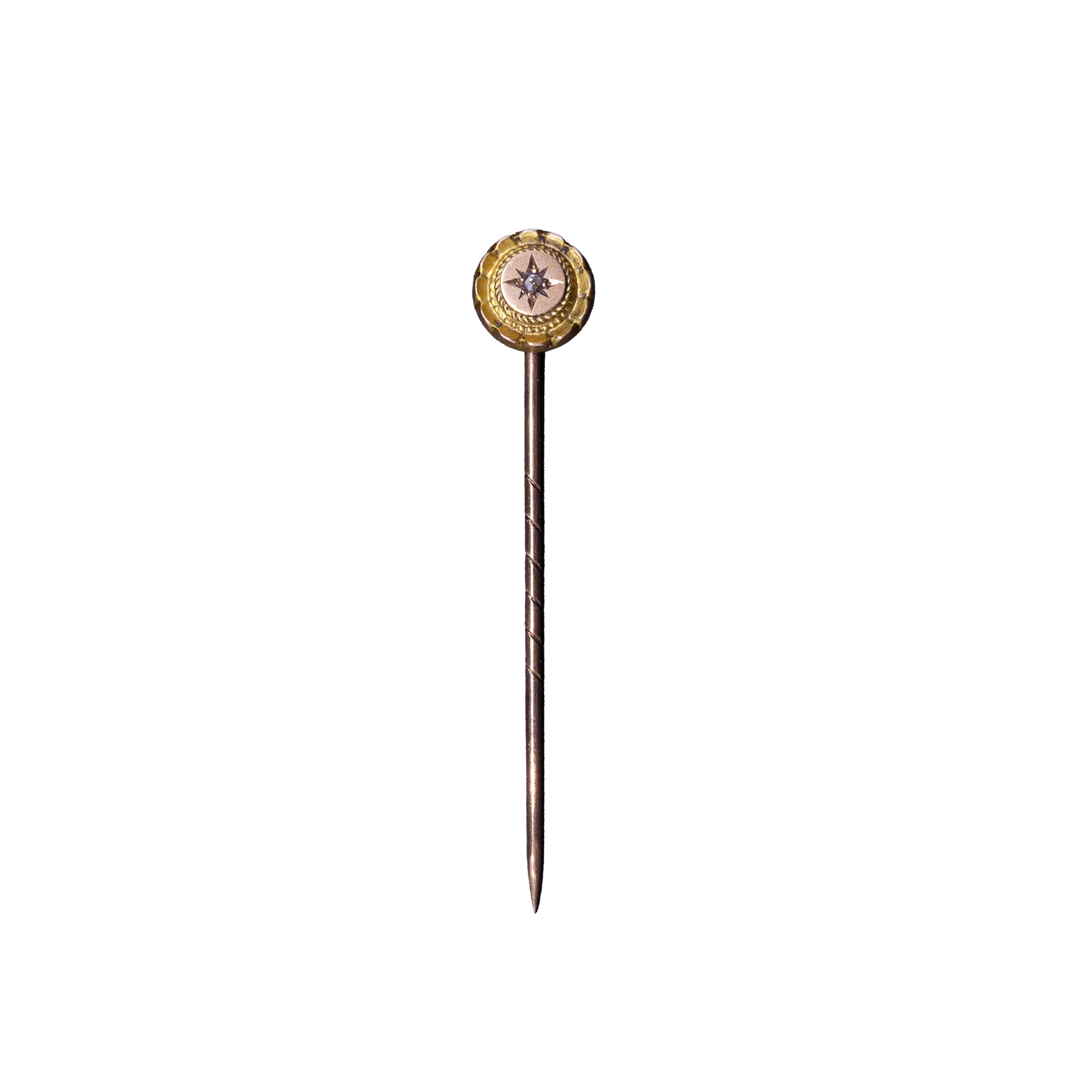 Gold pin with rose-cut diamond, 19th century