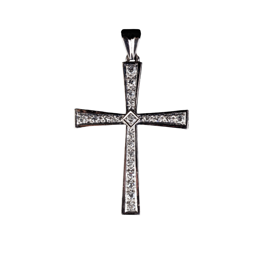 Gold cross pendant with diamonds, Vintage