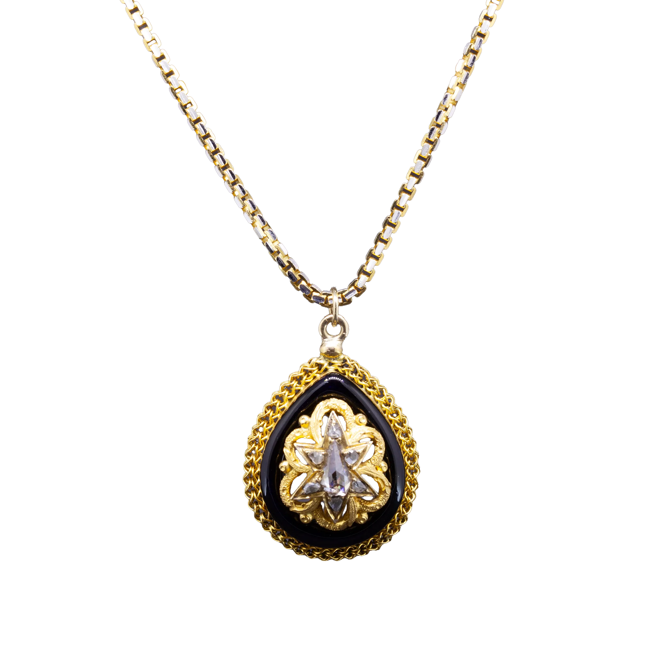 Gold pendant with diamonds and enamel, 1st half of the 20th century.