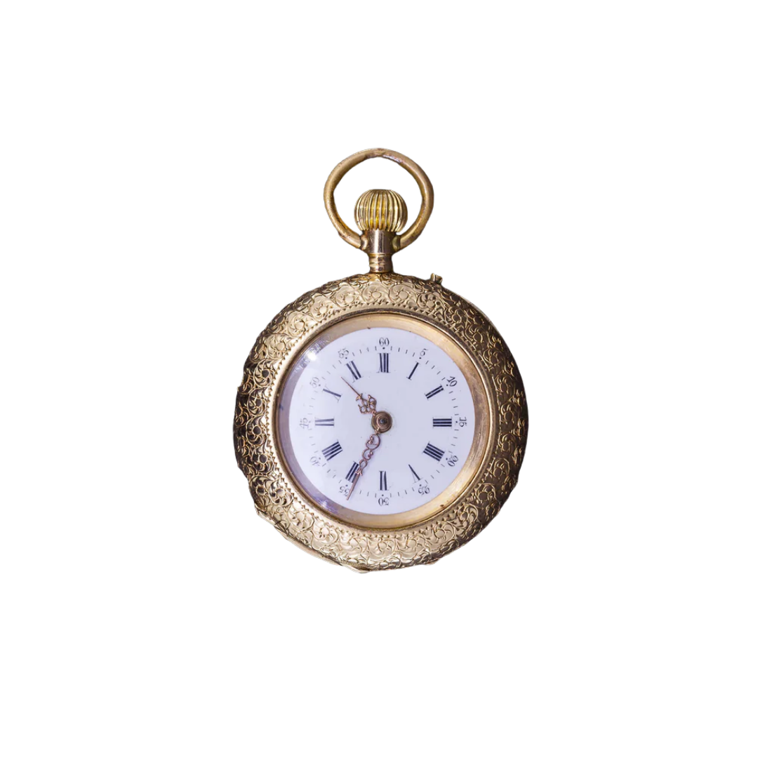 Gold pocket watch pendant, 19th century