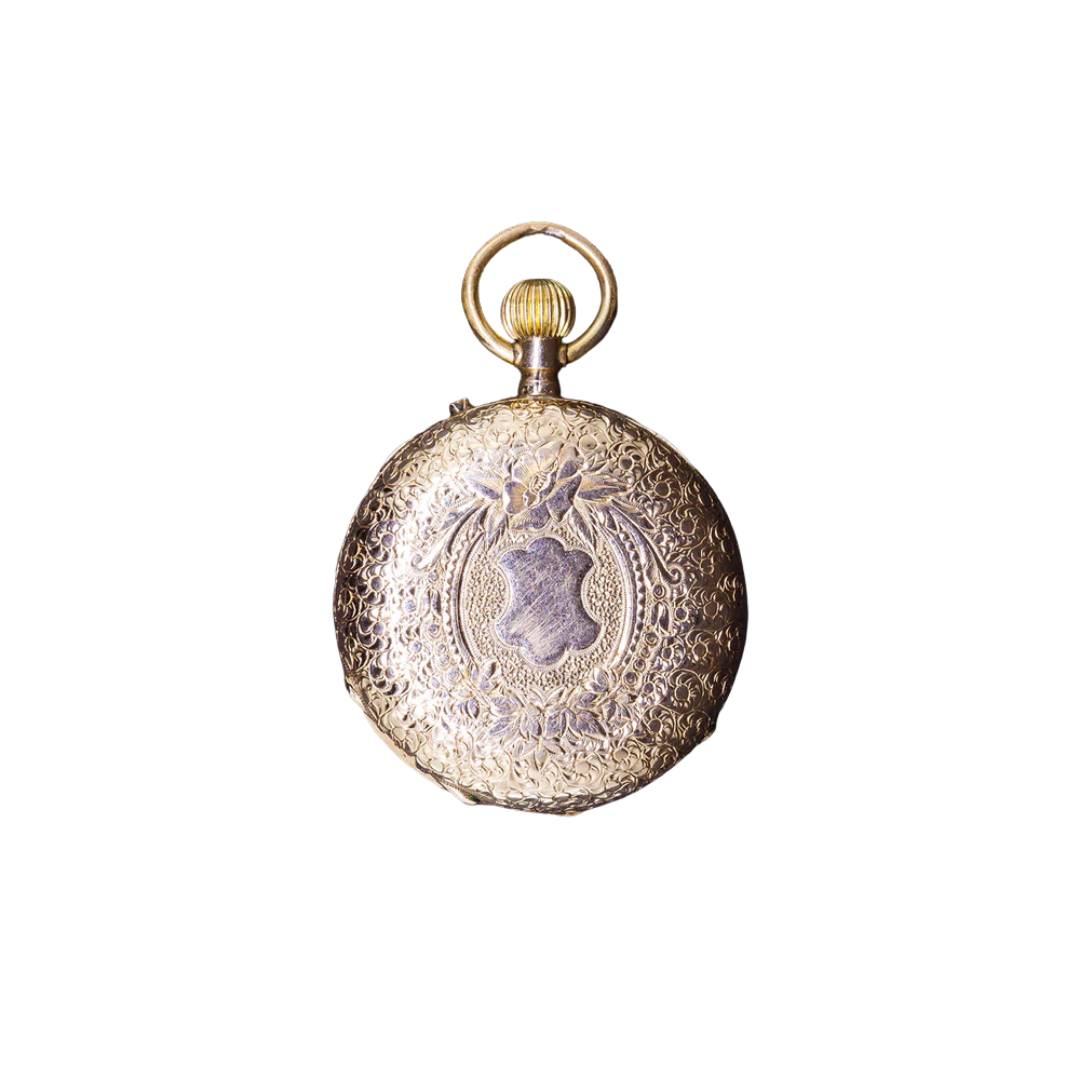 Gold pocket watch pendant, 19th century
