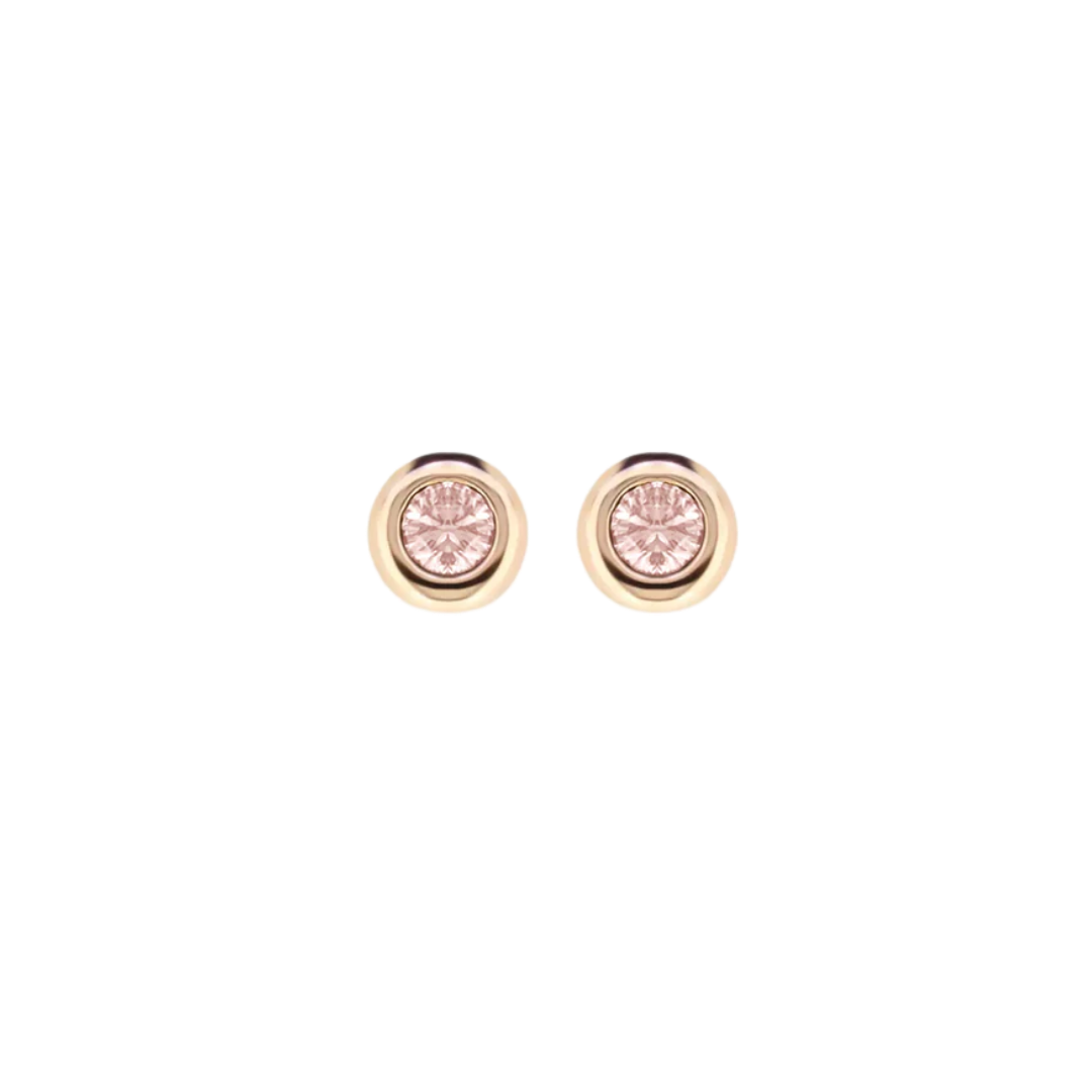 Minimalist gold earrings with pink diamonds