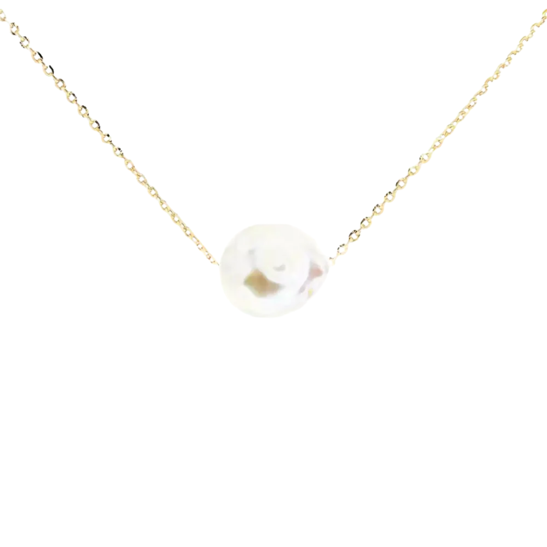 Gold Seafood necklace with baroque pearl