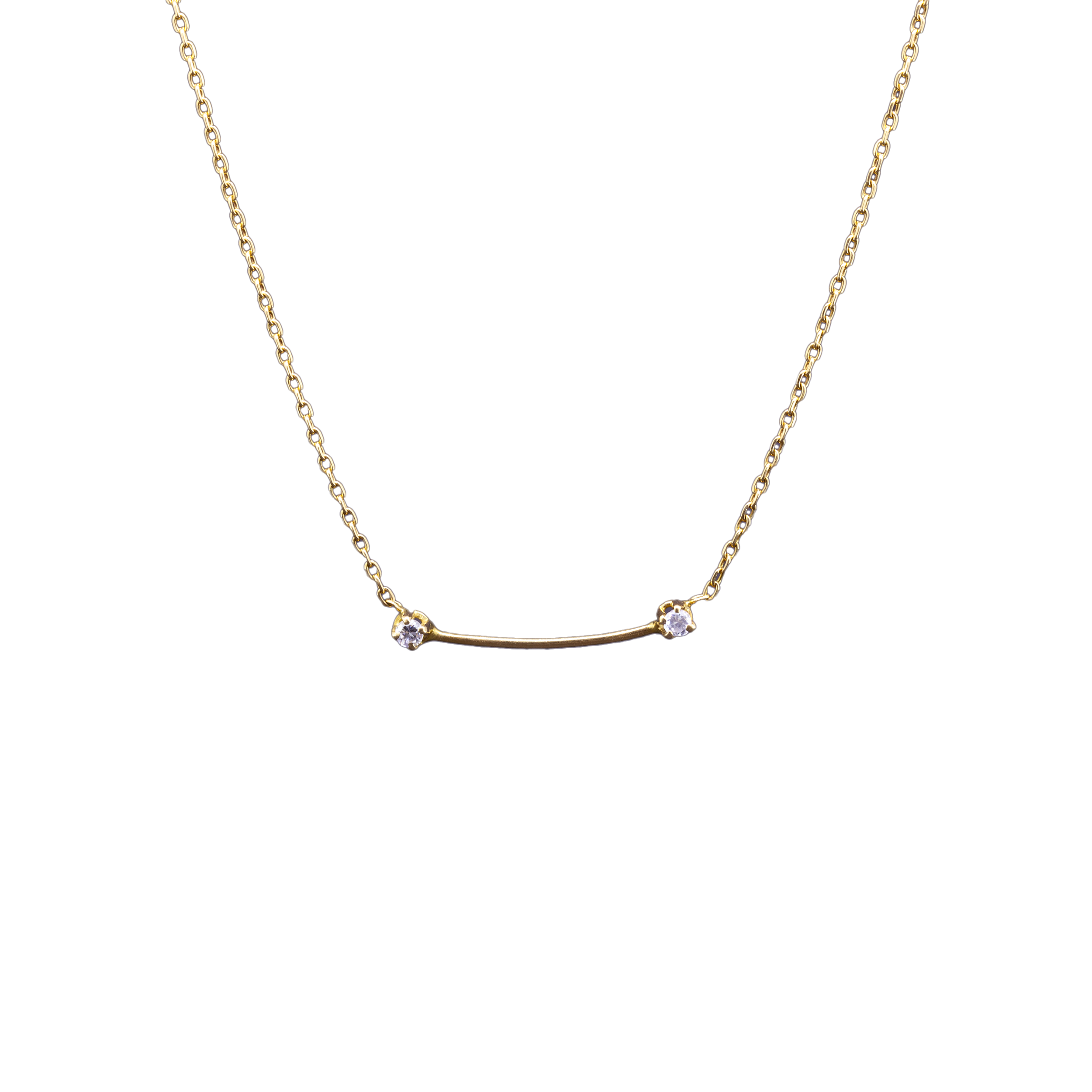 Gold necklace with two diamonds, Vintage, Paris