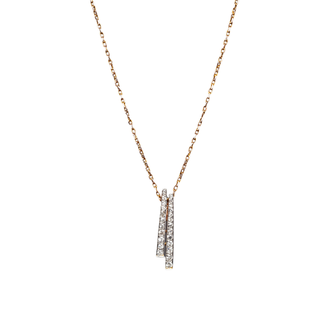Złoty naszyjnik z zawieszką z diamentami 0.75 ct, Vintage