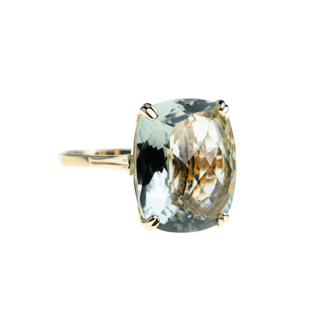Złoty pierścionek Dolce Vita z zielonym ametystem