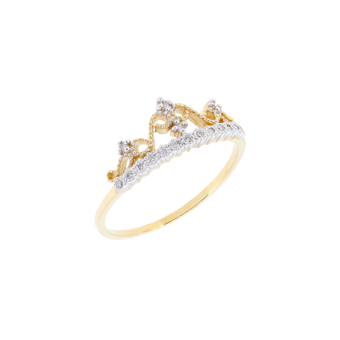 The Crown gold ring with diamonds
