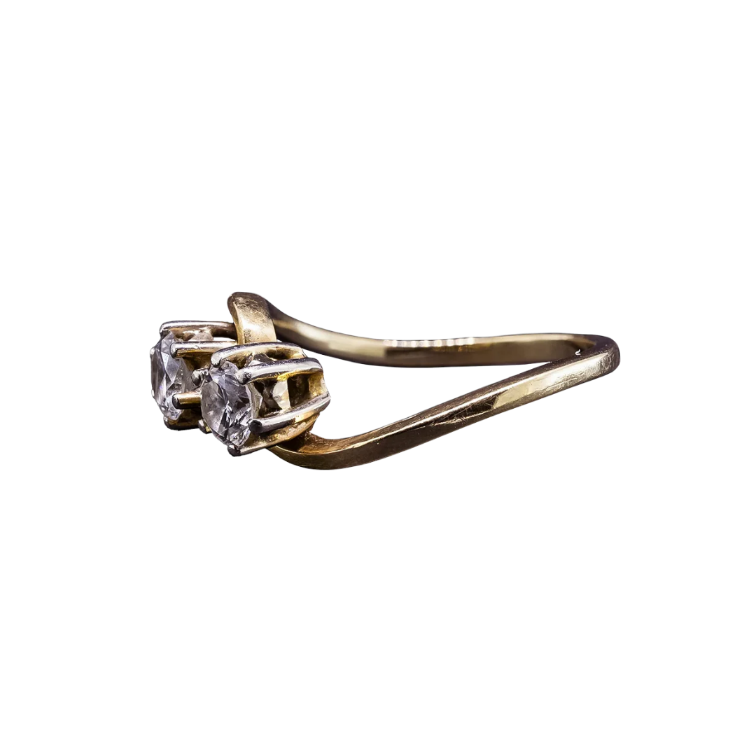 Złoty pierścionek Toi et Moi z brylantami 1 ct, lata 90-te XX w.